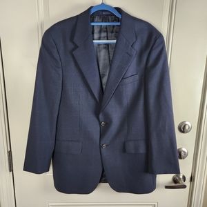 VTG Ralph Lauren Chaps Men's Blazer Wool Navy Blue Windowpane Size 40R